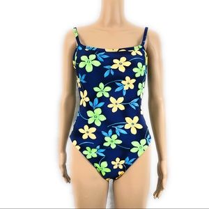 Cherokee One Piece Swimsuit Sz 12 Blue Yellow Mult